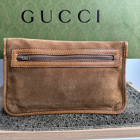 Rare Gucci vintage boarskin and suede 1970s envelope clutch - Picture 8 of 17